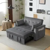 STILVORA Schlafsofa mit Kissen und Rückenlehne,Loungesofa mit Stautasche und Getränkehalter ,Klappsofa für Schlafzimmer,Wohnzimmer&Wohnung,Grau