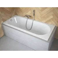 Besco Badewanne Rechteck Intrica SLIM 160x75 Rand 15mm mit Ablaufgarnitur, Füßen und Styroporverkleidung GRATIS