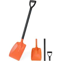 Costway Schneeschaufel, 111cm langer Schneeschieber mit ergonomischem Griff & Aluminiumstiel, Schneeräumer für Auffahrt, Schneemann Spielen, Orange