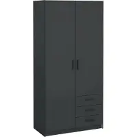 Dmora Kleiderschrank 2 Türen Mare, Schlafzimmermöbel, Schrank, Garderobe, 99x50 h200 cm, Grau