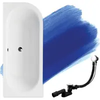 Badland Eckbadewanne Rechteck Badewanne Avita LINKS 170x75 mit Ablaufgarnitur und Füßen GRATIS ohne Verkleidung