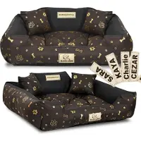 AIO Factory KINGDOG Laufstall Hundebett 75x65 cm personalisiert wasserdicht Goldknochen