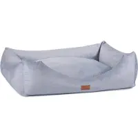 Adgo Oaza Velvet Hundebett mit Rand, Haustierbett, Bett, Bodenbett, Hundekissen, Hundesofa, Katzenbett, Hundekörbchen, Hundecouch, L (80x60, Hellblau)
