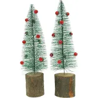Viana Tannenbaum Grün beschneit Ø6cm H20cm 4St Mini Weihnachtsbäume Deko, 4 Stück
