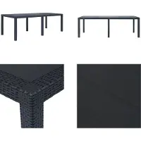 vidaXL Gartentisch Anthrazit 220 x 90 x 72 cm Kunststoff Rattan Optik - Gartentisch - Gartentische - Outdoor Tisch - Outdoor Tische