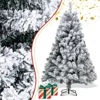 Jayseuw 150cm Künstlicher Weihnachtsbaum mit Schnee inkl. 550 Spitzen PVC Nadeln, Metallständer, Tannenbaum, Christbaum