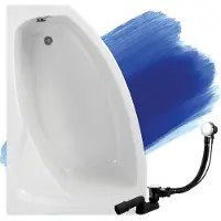 Badland Eckbadewanne Badewanne Frida LINKS 140x90 mit Ablaufgarnitur und Füßen GRATIS ohne Verkleidung