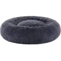 Feandrea flauschiges Hundebett, Katzenkorb, Donut-Kissen, waschbar, herausnehmbare Mittelfüllung, Langplüsch, 70 cm Durchmesser, dunkelgrau