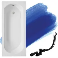 Badland Badewanne Rechteck Intrica 170x75 mit Ablaufgarnitur und Füßen GRATIS ohne Verkleidung