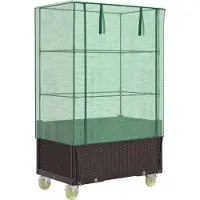 vidaXL Hochbeet mit Aufsatz und Rollen Rattan-Optik 80x50x182 cm