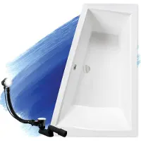 Badland Eckbadewanne Rechteck Badewanne Intima SLIM für zwei Personen RECHTS 180x125 Rand 15mm mit Ablaufgarnitur und Füßen GRATIS ohne Verkleidung