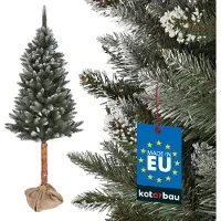 KOTARBAU Künstlicher Weihnachtsbaum Schnee 180 cm Diamantfichte Fichtenbaum auf einem Holz Stamm mit Plastik Ständer Christbaum Weihnachtsbaum Künstlich wie Echt Kunstbaum Weihnachten Christmas Tree