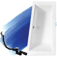 Badland Eckbadewanne Rechteck Badewanne Intima RECHTS 160x90 mit Ablaufgarnitur und Füßen GRATIS ohne Verkleidung