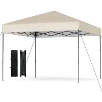 Costway Pavillon 3x3m, Pop up Faltpavillon höhenverstellbar mit Tragetasche, 8 Heringen & 4 Windseilen, UV50+ Gartenpavillon, Partyzelt Faltzelt Weiß
