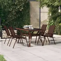 Prolenta Maison Exclusive - Gartentisch Braun und Schwarz 140x70x70 cm Stahl und Glas