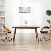 PUEAZU Drehbarer Bürostuhl Schwarz Bugholz und Kunstleder - Bürostühle &23054