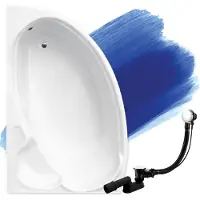 Badland Eckbadewanne Badewanne Finezja LINKS 155x95 mit Ablaufgarnitur und Füßen GRATIS ohne Verkleidung