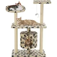 vidaXL "2026 Promotion" Katzen-Kratzbaum Sisal 95 cm Beige Pfoten-Aufdruck - Kratzbäume CC1862