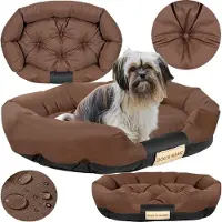 AIO Factory Hundebett Namensraum Hundekissen 115X75 Cmkatzenbett Hundesofa Hundekorb Hundecouch, Braun, Oval