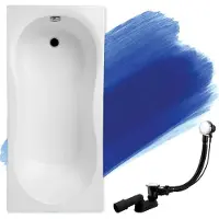 Badland Badewanne Rechteck Gracja 140x70 mit Ablaufgarnitur und Füßen GRATIS ohne Verkleidung