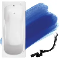 Badland Badewanne Rechteck Majka 120x70 mit Ablaufgarnitur und Füßen GRATIS ohne Verkleidung