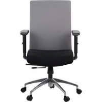 Stema Drehbarer ergonomischer Bürostuhl RIVERTON F/L/AL, verstellbare Armlehnen, Aluminiumbasis, verschiebbarer Sitz (vorne-hinten), Schwarz/Grau