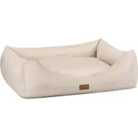 Adgo Oaza Velvet Hundebett mit Rand, Haustierbett, Bett, Bodenbett, Hundekissen, Hundesofa, Katzenbett, Hundekörbchen, Hundecouch, L (80x60, Cremig)