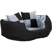 Syfax Wendbares & waschbares Hundekissen Grau und Schwarz 65x50x20 cm