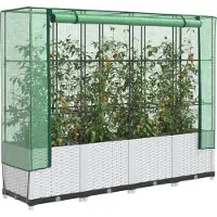 Prolenta Maison Exclusive - Hochbeet mit Gewächshaus-Aufsatz Rattan-Optik 160x40x138 cm