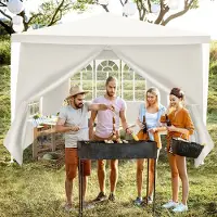 HENGDA Pavillon Gartenzelt – Wasserdichtes Garten-Pavillon mit Easy-Klett, perfekter Schutz bei jedem Wetter Weiß 3x3m