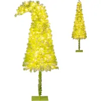 Costway Künstlicher Weihnachtsbaum 180cm mit Schnee, biegbarer Spitze, warmweißen LEDs & 8 Modi, Tannenbaum Christbaum Kunstbaum Weihnachten