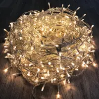 Mojawo LED Lichterkette Innen und Außen warmweiß Kabel transparent verschiedene Größen