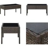 vidaXL Gartentisch Braun 75x40x37 cm Poly Rattan - Gartentisch - Gartentische - Tisch - Tische