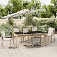 Prolenta Maison Exclusive - Gartentisch mit Glasplatte Beige Poly Rattan & Hartglas