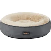 Feandrea Hundebett, Katzenbett, Donut, Ø 50 cm, dunkelgrau