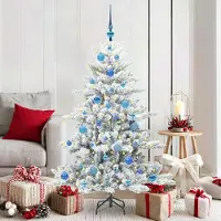 Prolenta Maison Exclusive - Künstlicher klappbarer Weihnachtsbaum Weiß 150 cm PVC und Stahl