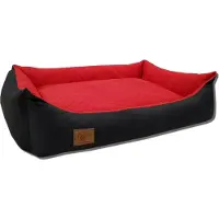 Odol-Plusz XL Hundebett Hundekissen Hundesofa Katzenbett 100x70 wasserdicht schwarz-rot