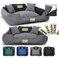 AIO Factory KINGDOG Laufstall Hundebett MM43 115x95 cm personalisiert abnehmbar Anti-Rutsch dunkelgrau