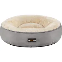 Feandrea Hundebett, Katzenbett, Donut, Ø 50 cm, hellgrau