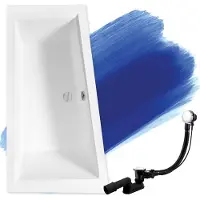Badland Eckbadewanne Rechteck Badewanne Intima LINKS 150x85 mit Ablaufgarnitur und Füßen GRATIS ohne Verkleidung