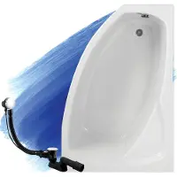 Badland Eckbadewanne Badewanne Frida RECHTS 140x80 mit Ablaufgarnitur und Füßen GRATIS ohne Verkleidung