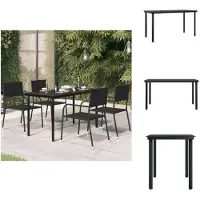 vidaXL Garten-Esstisch Schwarz 140x70x74 cm Stahl und Glas - Gartentische