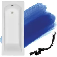 Badland Badewanne Rechteck Shea SLIM 140x70 Rand 15mm mit Ablaufgarnitur und Füßen GRATIS ohne Verkleidung