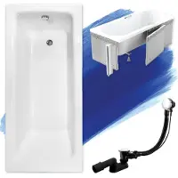 Badland Badewanne Rechteck Talia 130x70 mit Ablaufgarnitur, Füßen und Styroporverkleidung GRATIS