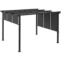 Outsunny Pavillon ca. 3,5 x 3 m Pergola, Terassenüberdachung mit Seitenwand