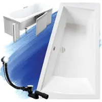 Badland Eckbadewanne Rechteck Badewanne Intima für zwei Personen RECHTS 180x125 mit Ablaufgarnitur, Füßen und Styroporverkleidung GRATIS ohne Kopfstützen