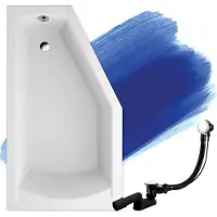 Badland Eckbadewanne Badewanne Selena LINKS 160x90 mit Ablaufgarnitur und Füßen GRATIS ohne Verkleidung