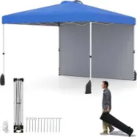 StarTech.com Gartenpavillon - Pop-up Faltzelt - Faltbar - Mit 1 Seitenwand - Höhenverstellbar - Rolltasche - Oxford-Gewebe - Blau