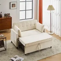 STILVORA Schlafsofa Zweisitzer-Klappsofa Sofabett mit verstellbarer Rückenlehne,Daybett mit Chenille-Stoff,Sofa mit Bettfunktion,Beige