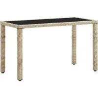 Syfax Gartentisch Beige 123x60x74 cm Poly Rattan